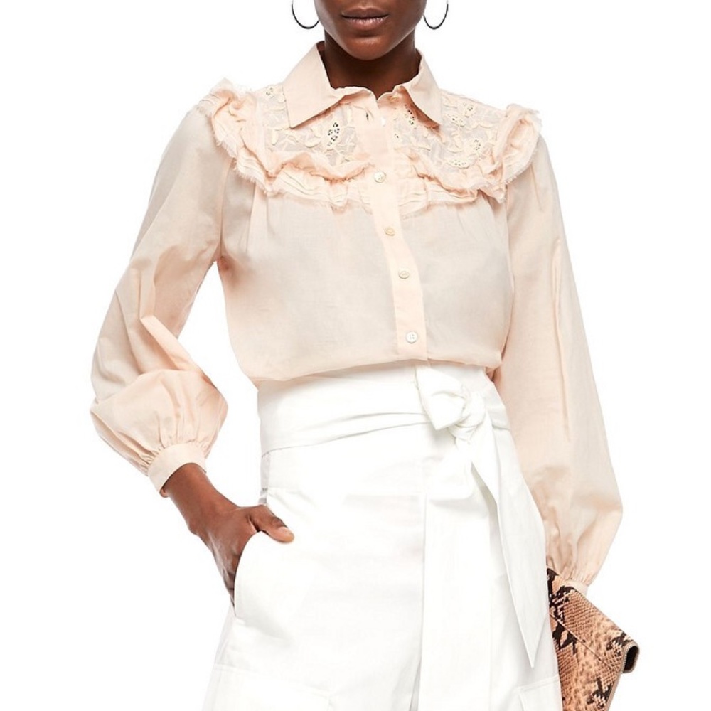 See by Chloe COTTON VOILE BLOUSE WITH LACE IN PINK